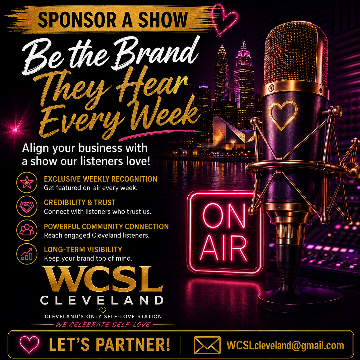 Sponsor a show on WCSL Cleveland and be the brand listeners hear every week